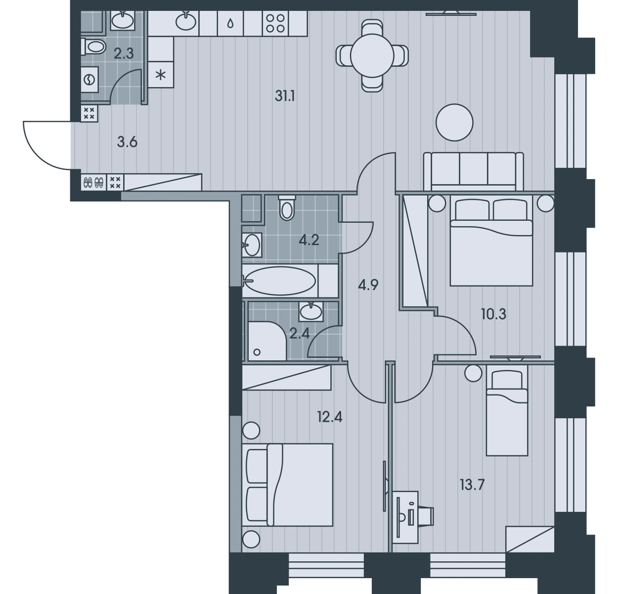 Планировка Эвер 85 м², EV-6-6-308