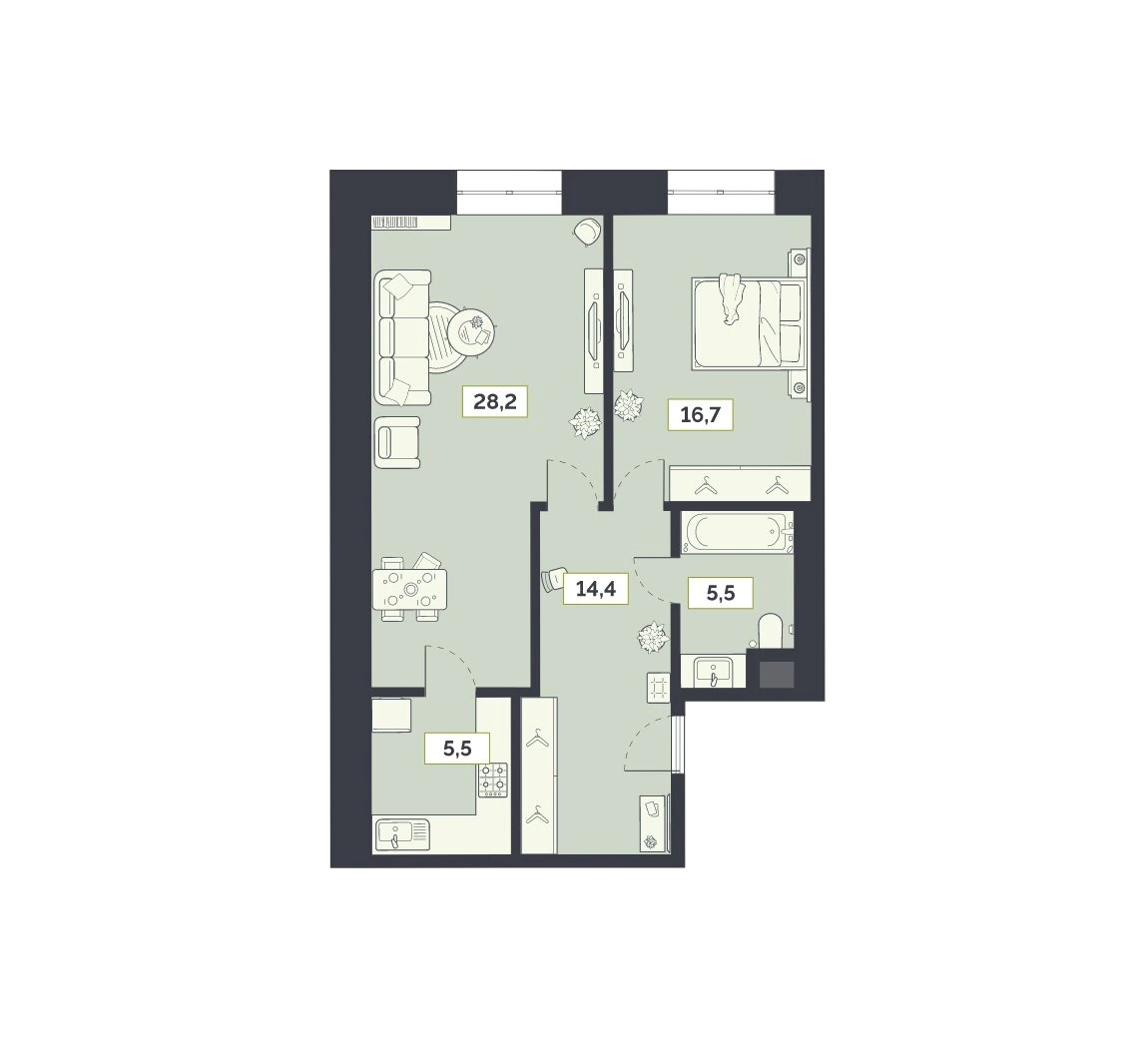 Планировка ЛАЙМ 70,3 м², Объявление 244099182262253782