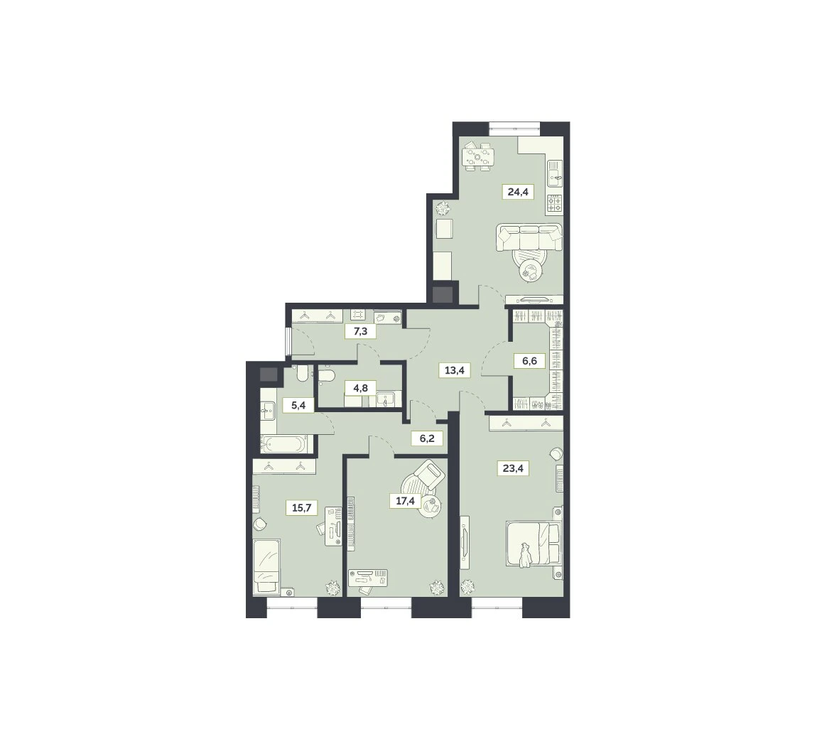 Планировка ЛАЙМ 124,6 м², Объявление 5228358804200138007