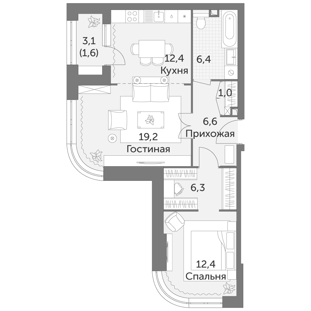 Планировка Режиссер 65,9 м², № 334
