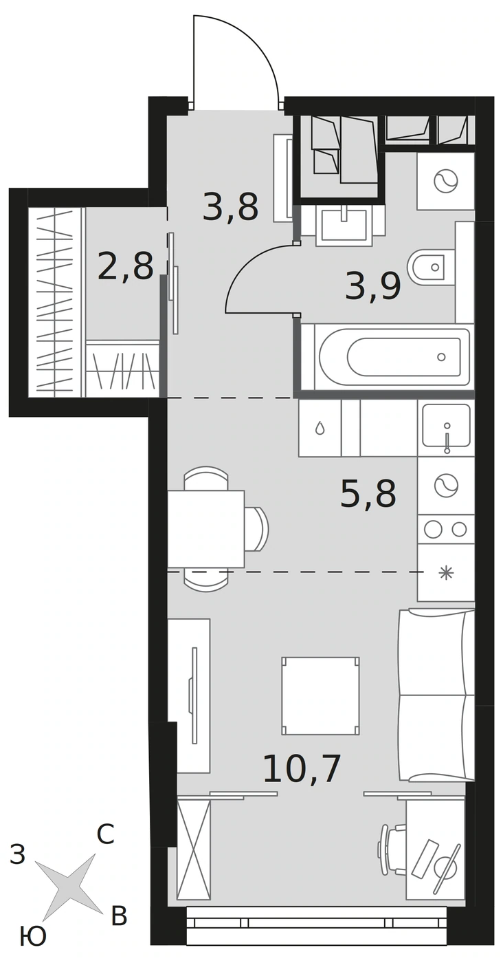 Планировка Rotterdam 27 м², 190