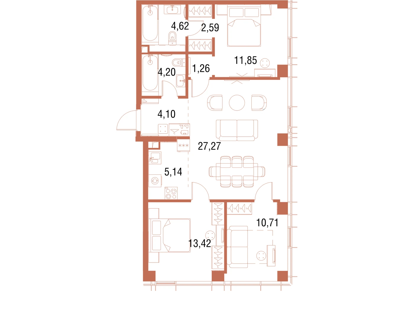 Планировка "Симфония 34" 86,2 м², № 116