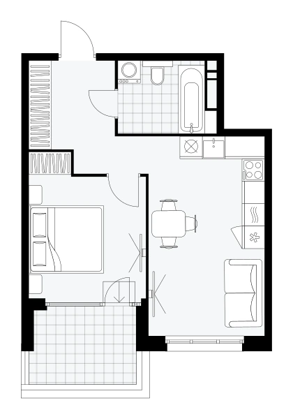 Планировка Дом на Зорге 41,4 м², 25К-25-307