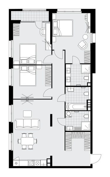 Планировка Дом на Зорге 104,8 м², 25К-25-214