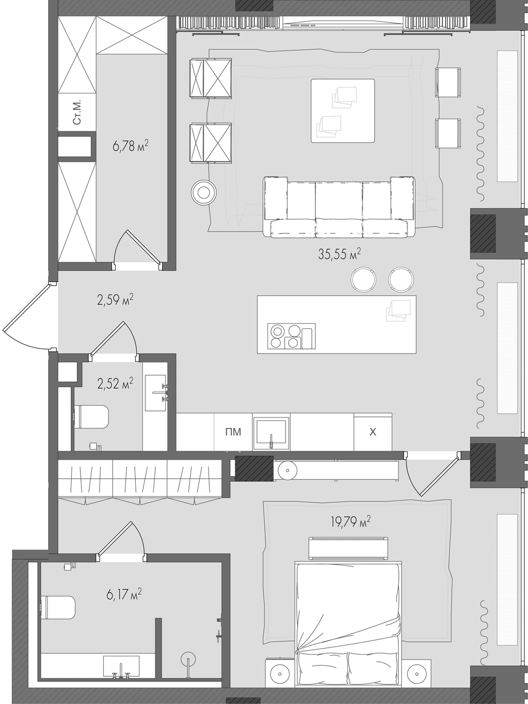 Планировка ФОРУМ 73,4 м², №803