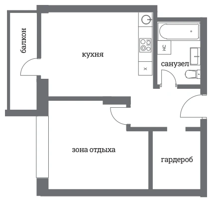 Планировка Хедлайнер 43,48 м², Типовая квартира № 2 · буклет HEADLINER