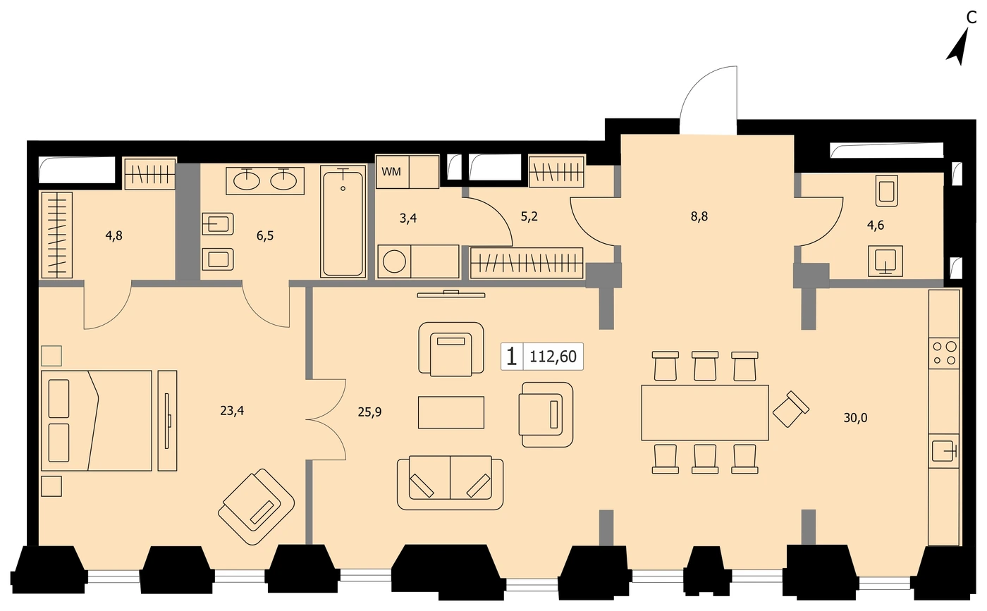 Планировка Камергер 112,6 м², 194192