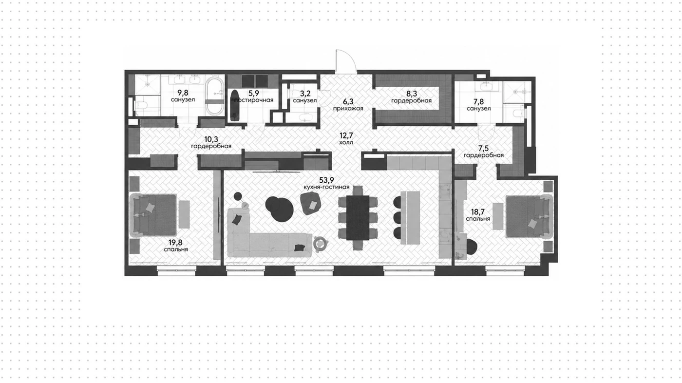 Планировка Хамовники XII 164 м², № лота: 348734