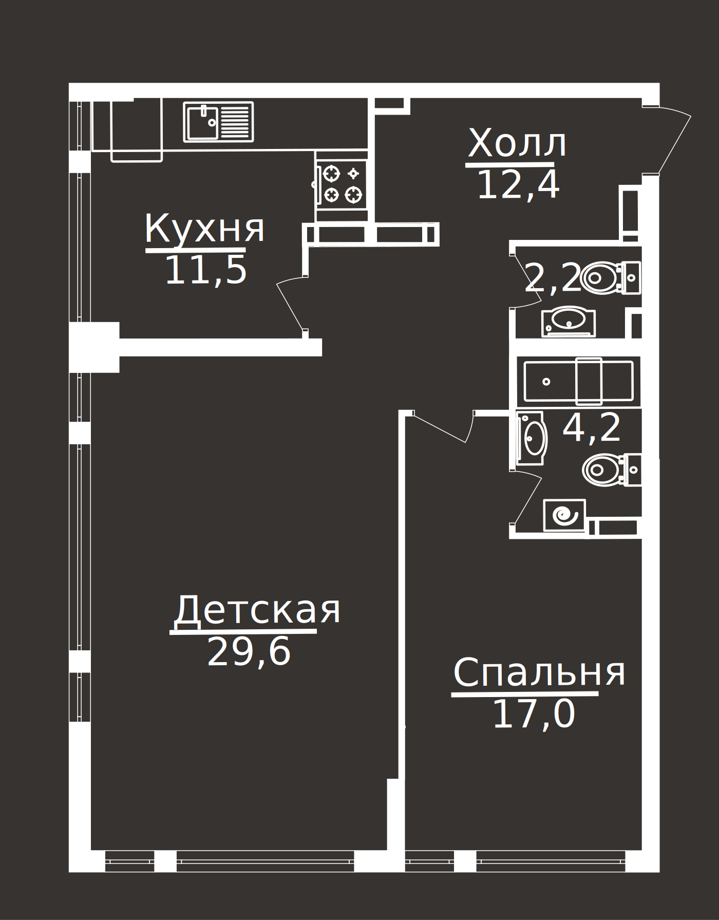 Планировка ONYX Deluxe: 76,6 м²