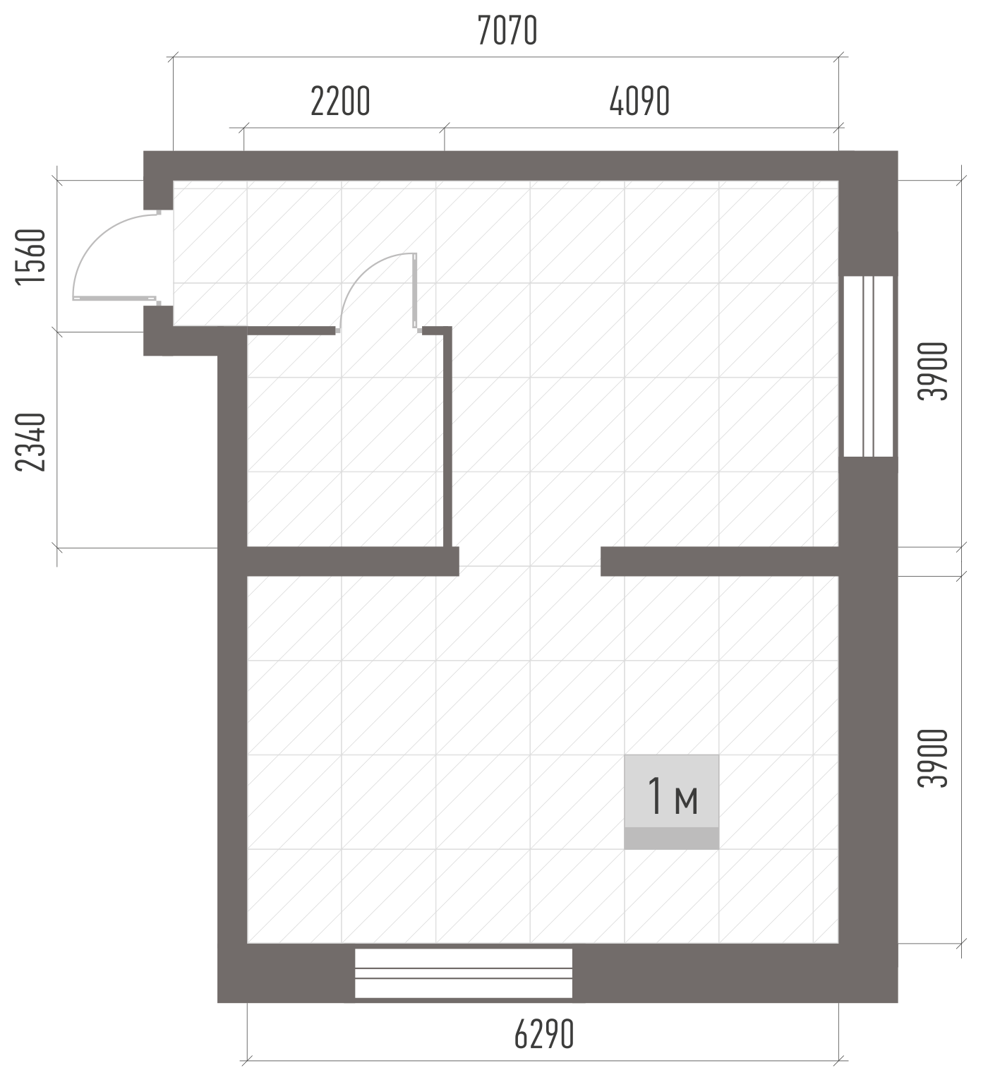 Планировка Alcon Tower: 50,71 м²