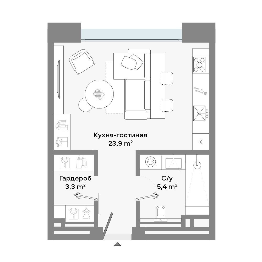 Планировка CULT: 32,6 м²