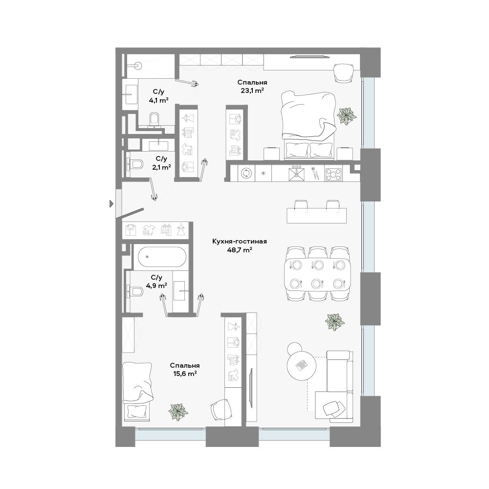 Планировка CULT: 97,7 м²