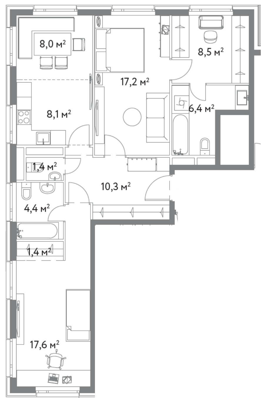 Планировка Диалог: 83,3 м²