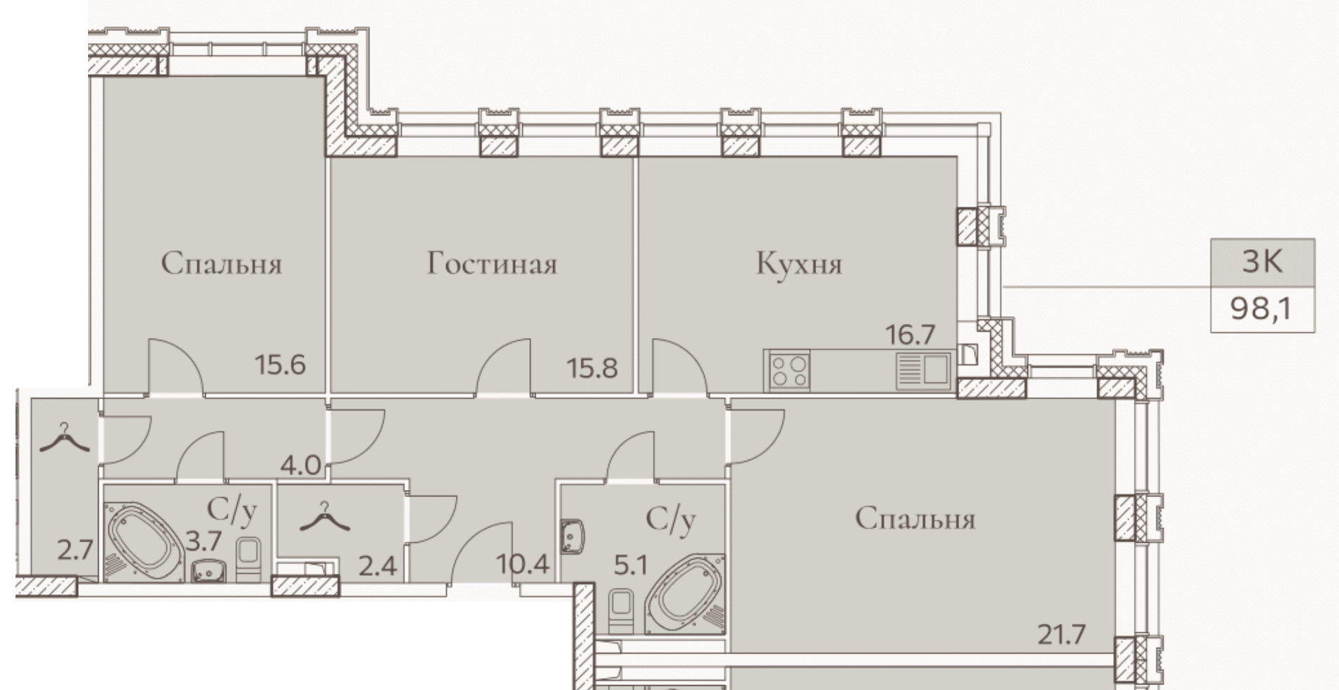 Планировка Full House: 98,1 м²