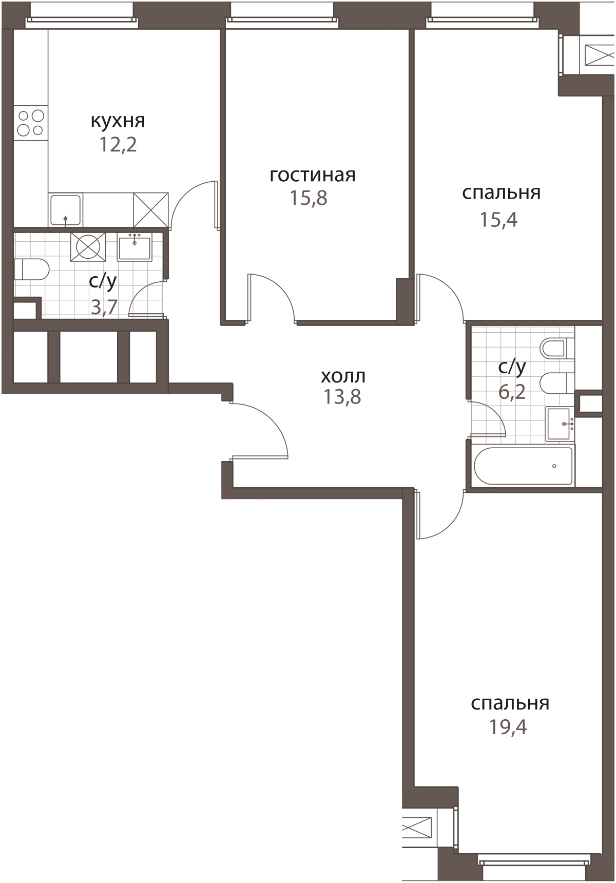 Планировка Homecity: 86,5 м²