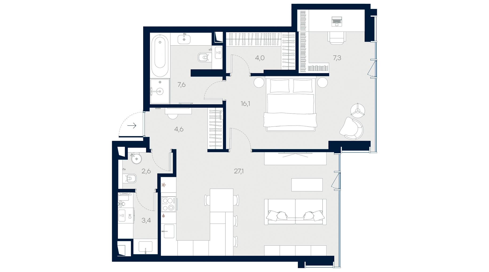 Планировка Логос: 72,7 м²