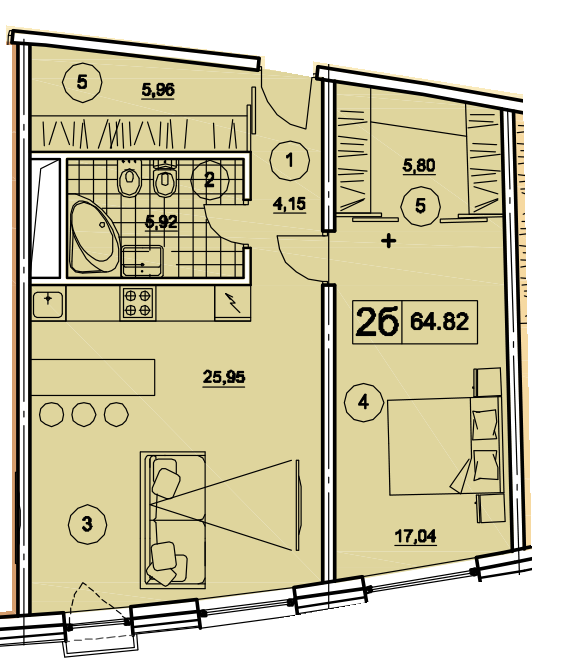 Планировка Нахимов: 64,82 м²
