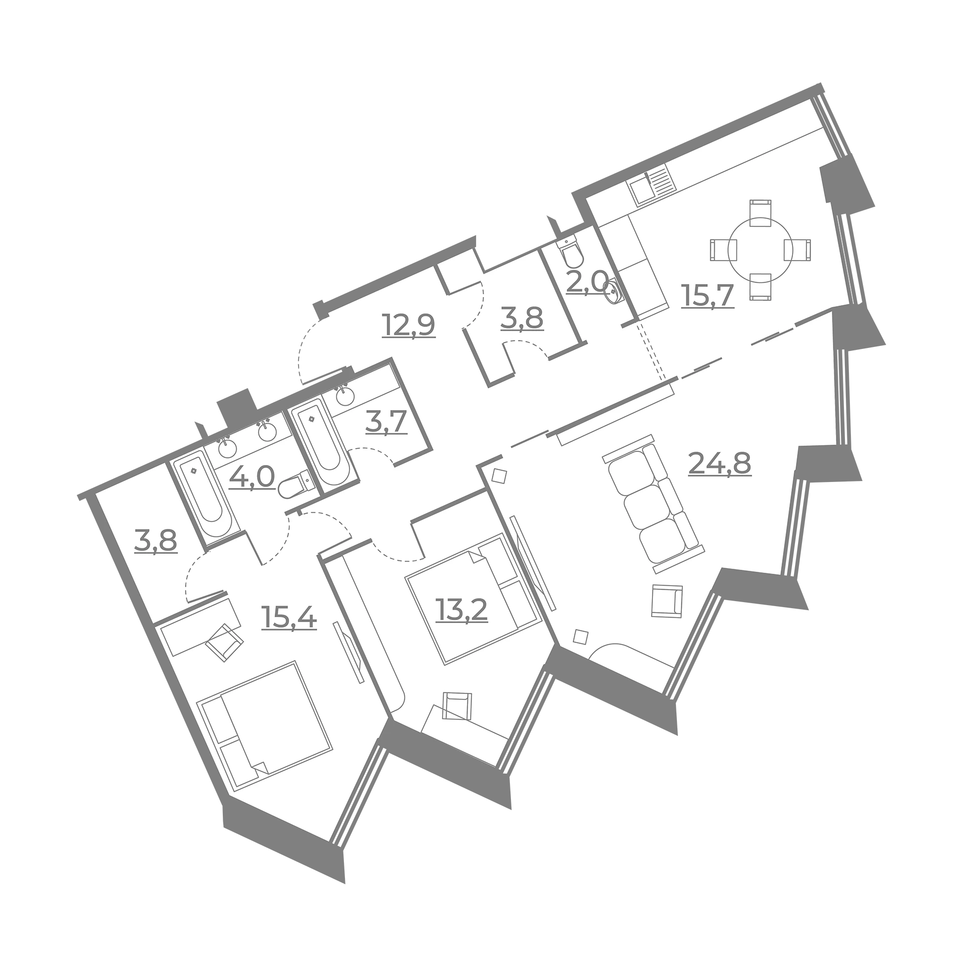 Планировка Резиденция Сокольники: 99,36 м²