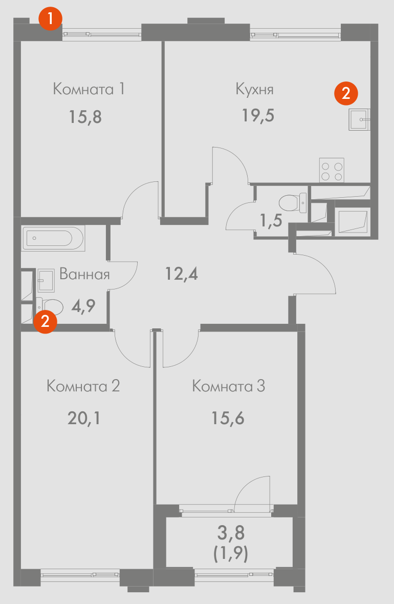 Планировка Рихард: 91,7 м²