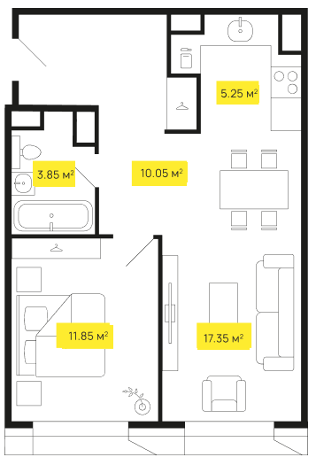 Планировка Shome: 48,35 м²