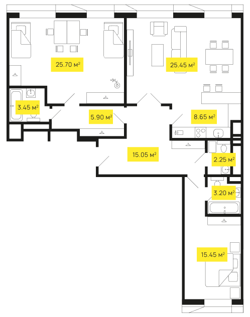 Планировка Shome: 105,1 м²