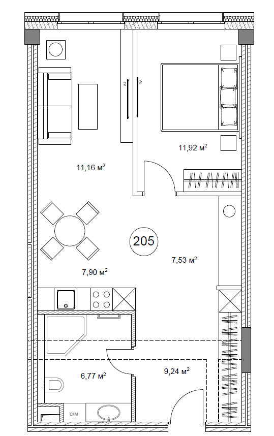 Планировка SOLE HILLS: 54,8 м²