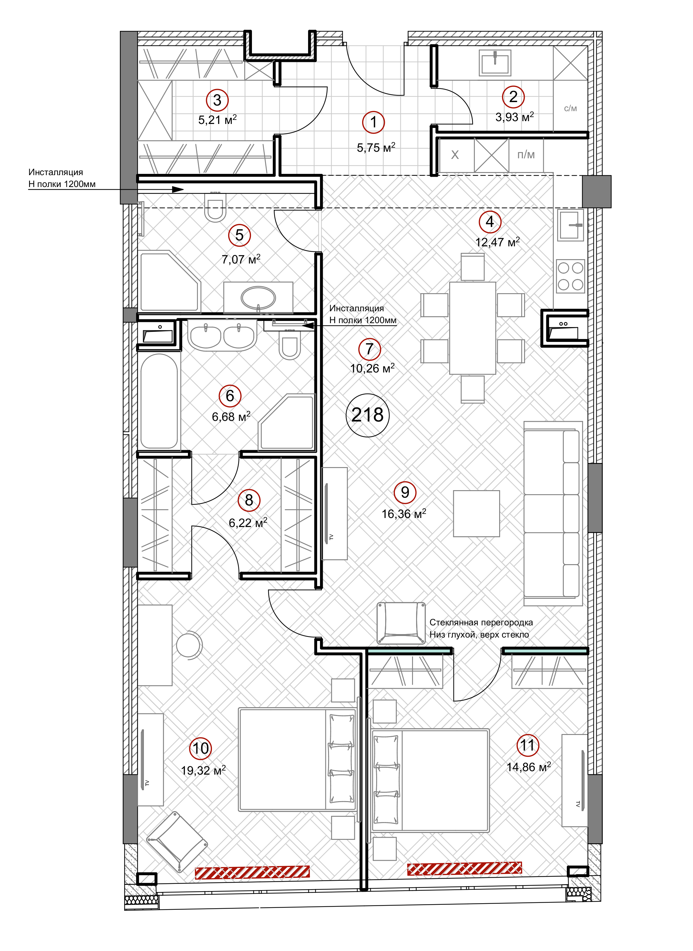 Планировка SOLE HILLS: 109,4 м²