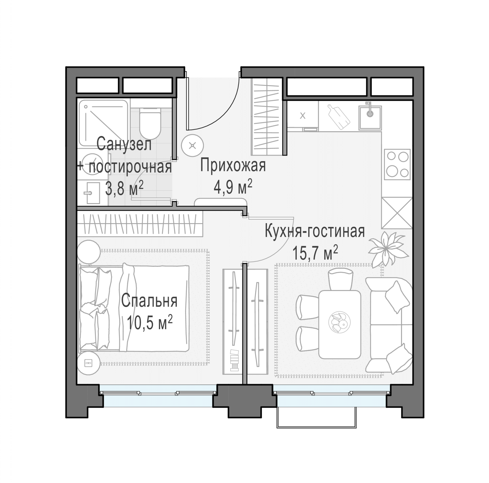 Планировка TopHILLS: 35 м²