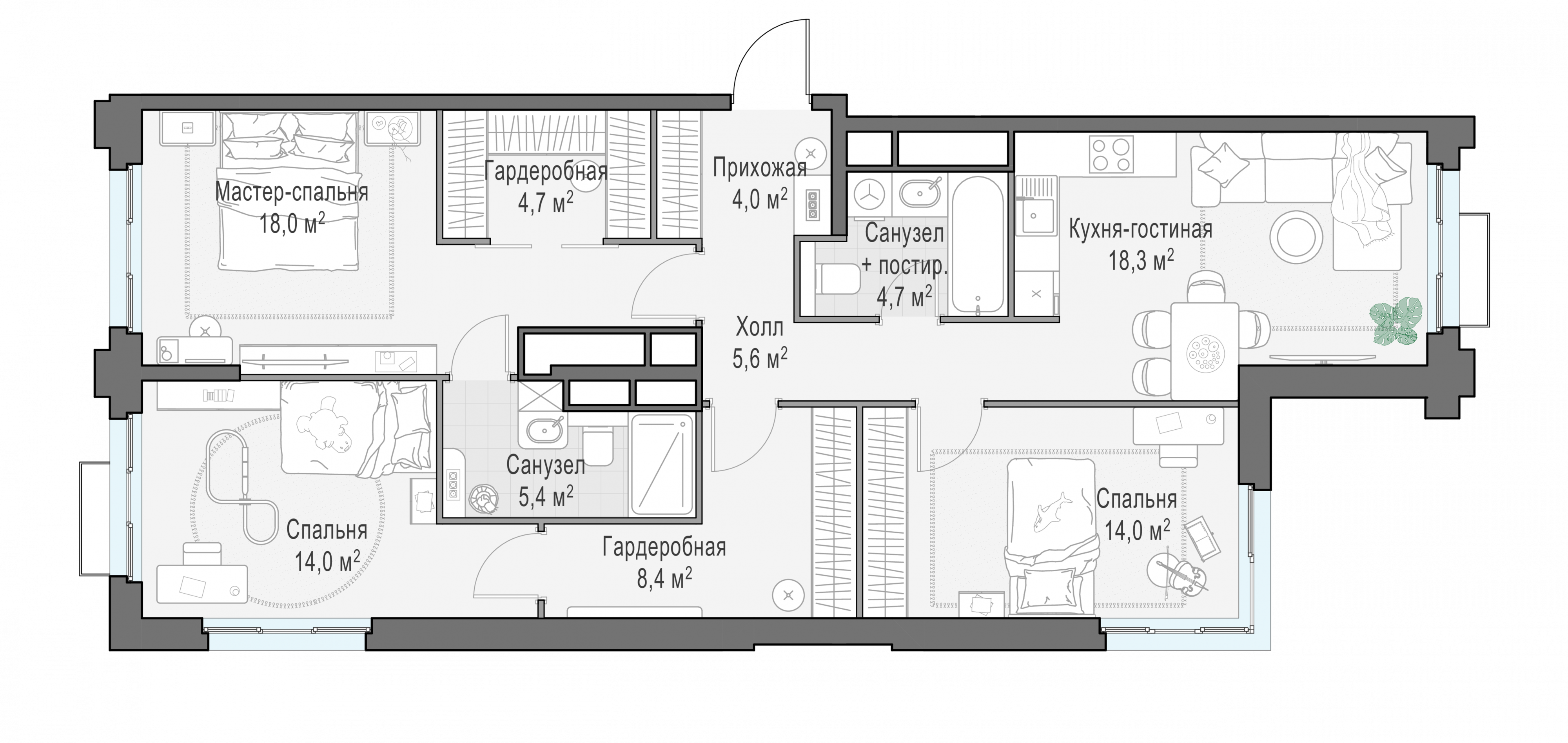 Планировка TopHILLS: 97,9 м²