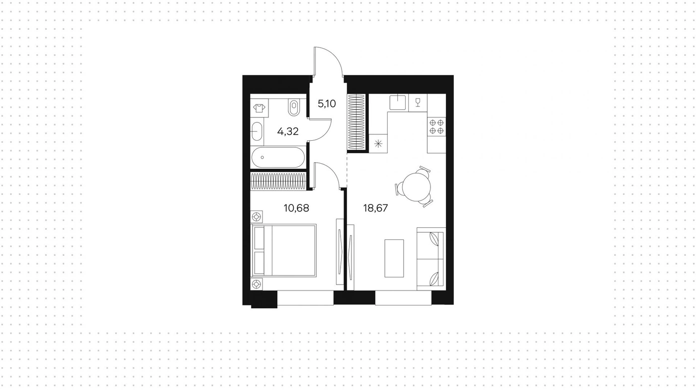 Планировка FORST (Форст) 39 м², Whitewill 209944