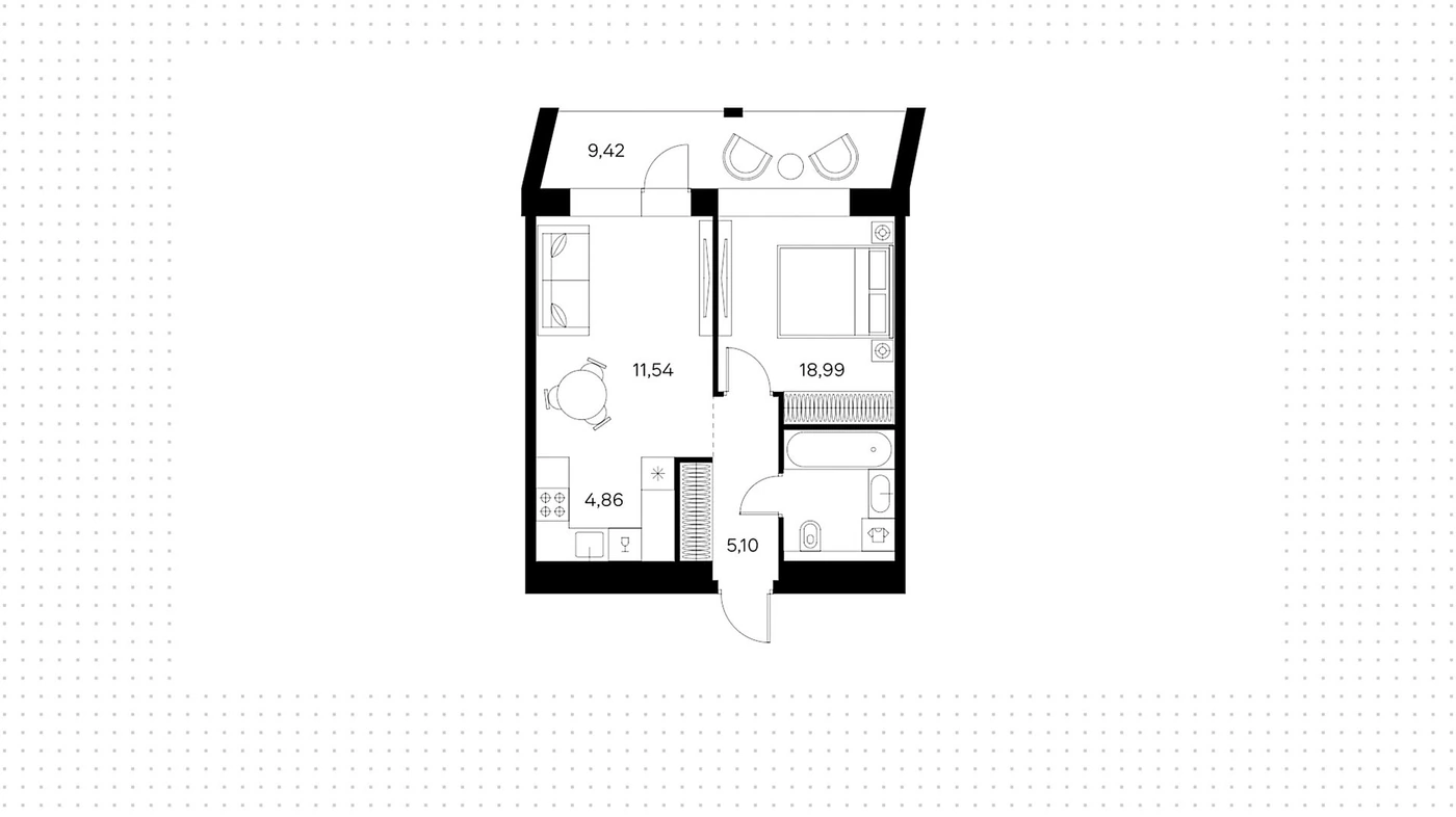 Планировка FORST (Форст) 45 м², Whitewill 170292
