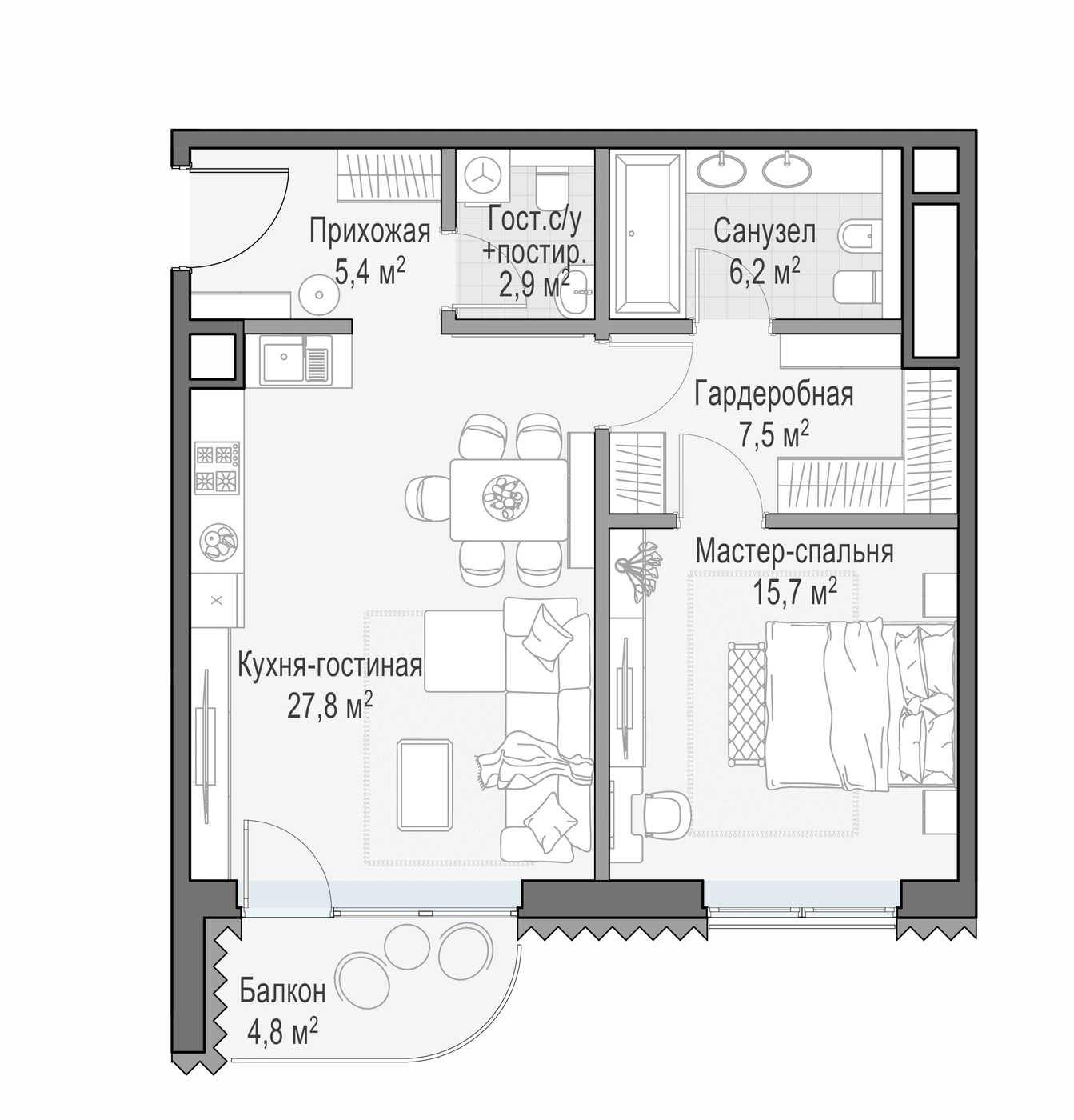 Планировка Дом «Лаврушинский» 66,8 м², № 65