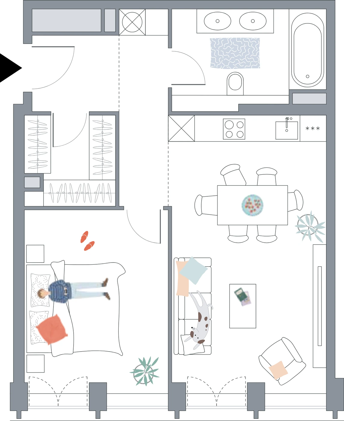 Планировка Lucky 57,61 м², 5-2-3
