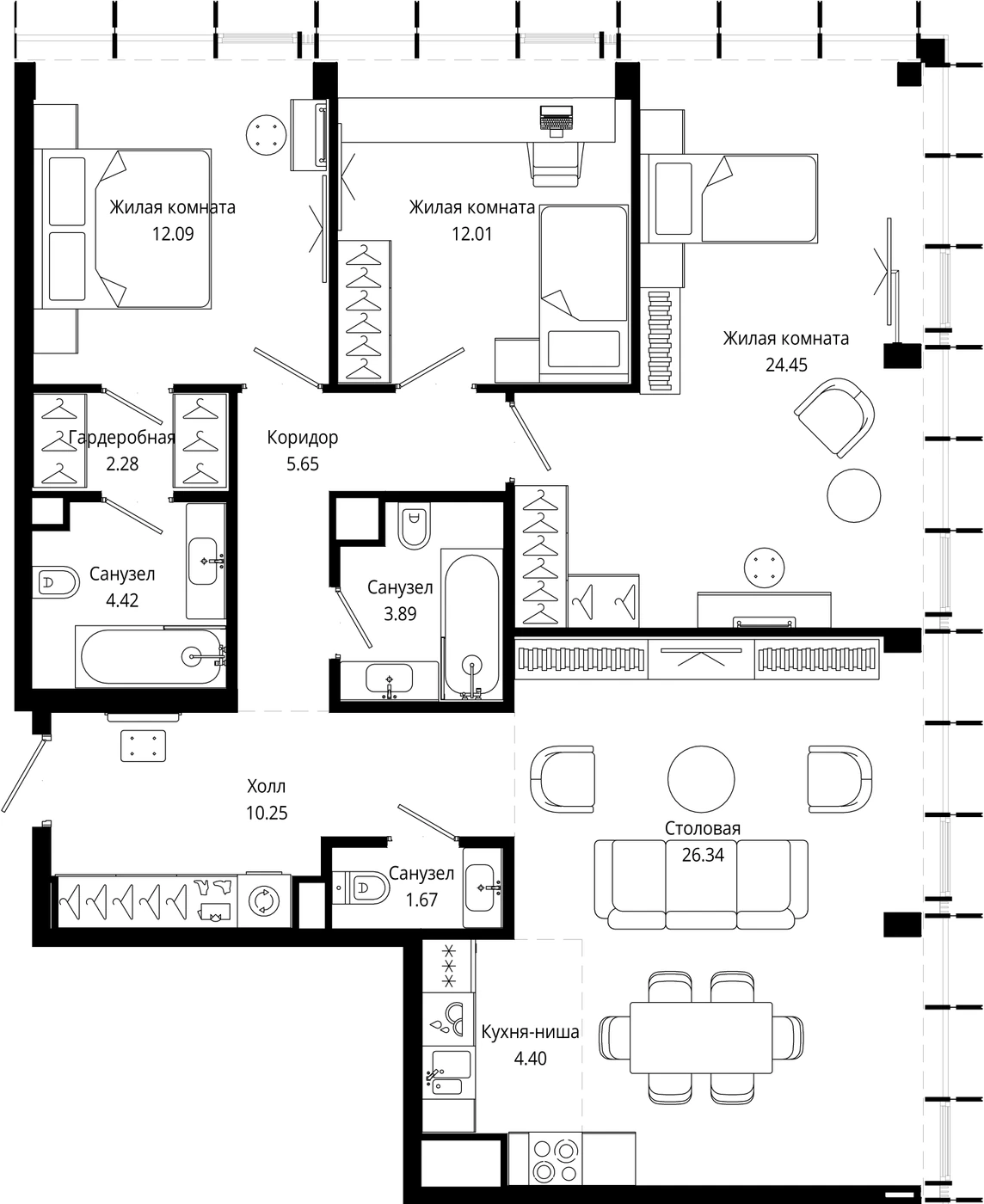 Планировка МОД 107,45 м², № 653
