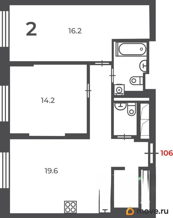 Планировка Сиреневый бульвар 4/9 70,2 м², 106