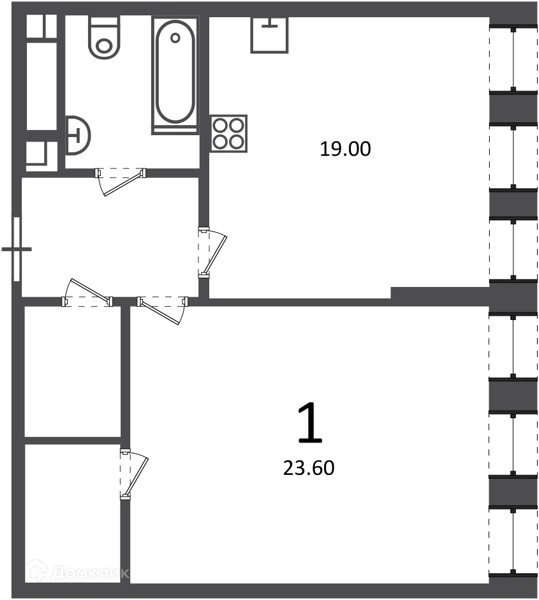 Планировка Светланова 11, к. 2 59,1 м², Схема Домклик 59,1 м²