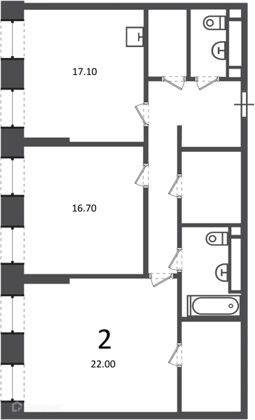 Планировка Светланова 11, к. 2 88,3 м², Схема Домклик 88,3 м²