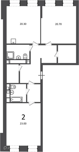 Планировка Светланова 11, к. 2 101,1 м², Схема Домклик 101,1 м²