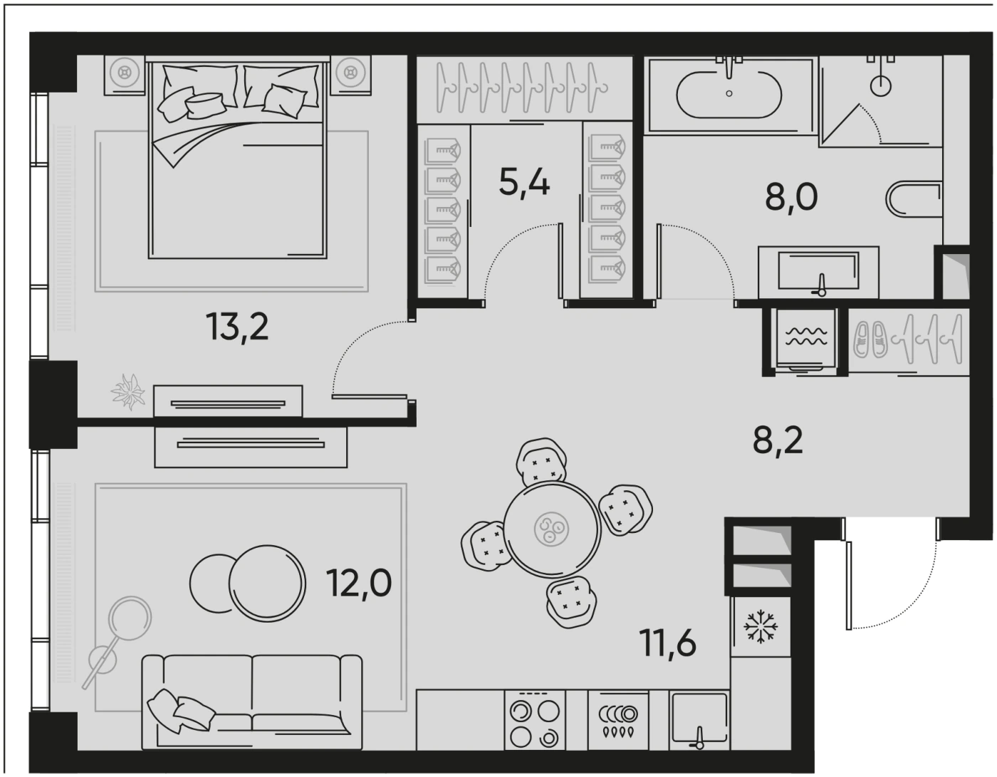 Планировка PRIDE 58,8 м², КВ-05277