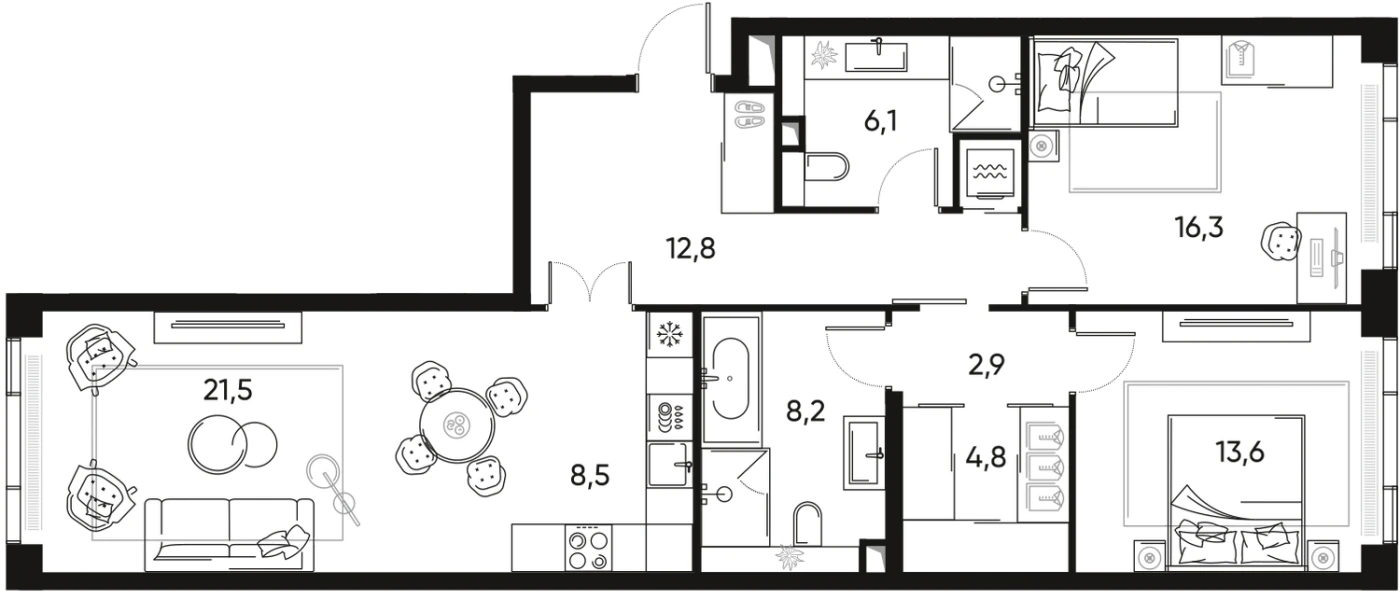 Планировка PRIDE 95,3 м², КВ-04207
